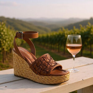 Marc Fisher Women Braided Raffia Chunky Platform Sandals 10 M Cognac Brown
